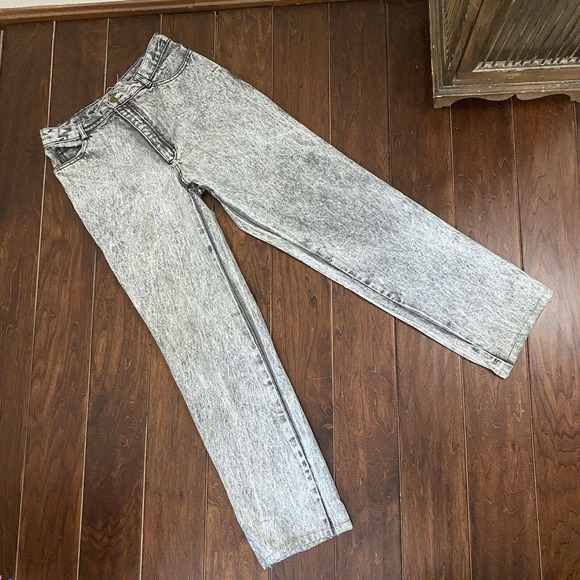 Vintage Dusted Denim Trucker Acid Wash Jeans - Picture 4 of 12